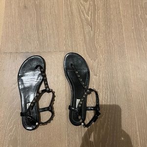 Balenciaga Womens Sandals- Black/Gold with metal detail studs- Size 38